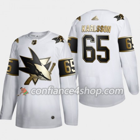 Adidas Maillot de Hockey San Jose Sharks Erik Karlsson 65 Adidas 2019-20 Golden Edition Blanc Authentic - Homme